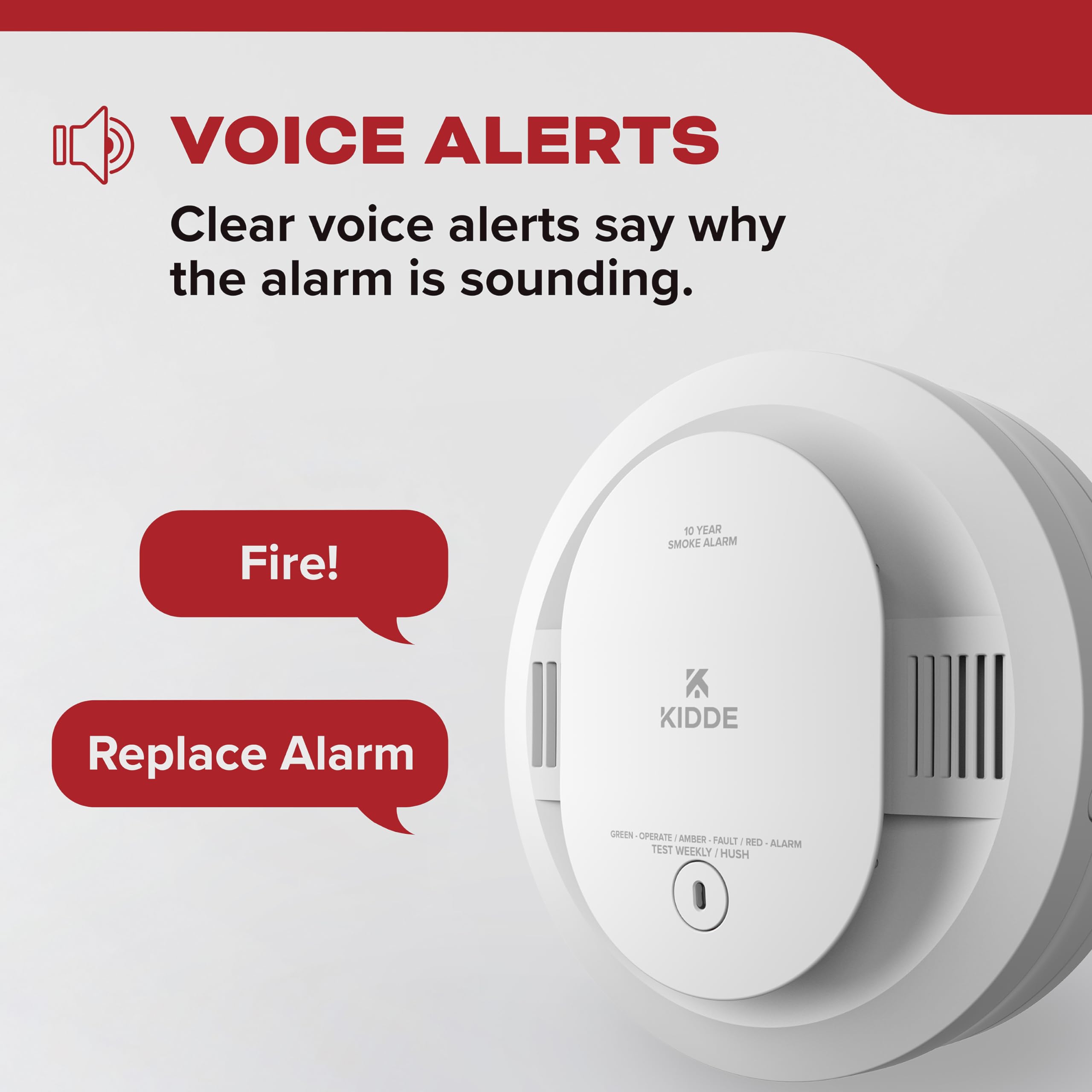 Kidde 20SD10-V smoke detector back view with accessible wiring port for easy installation.