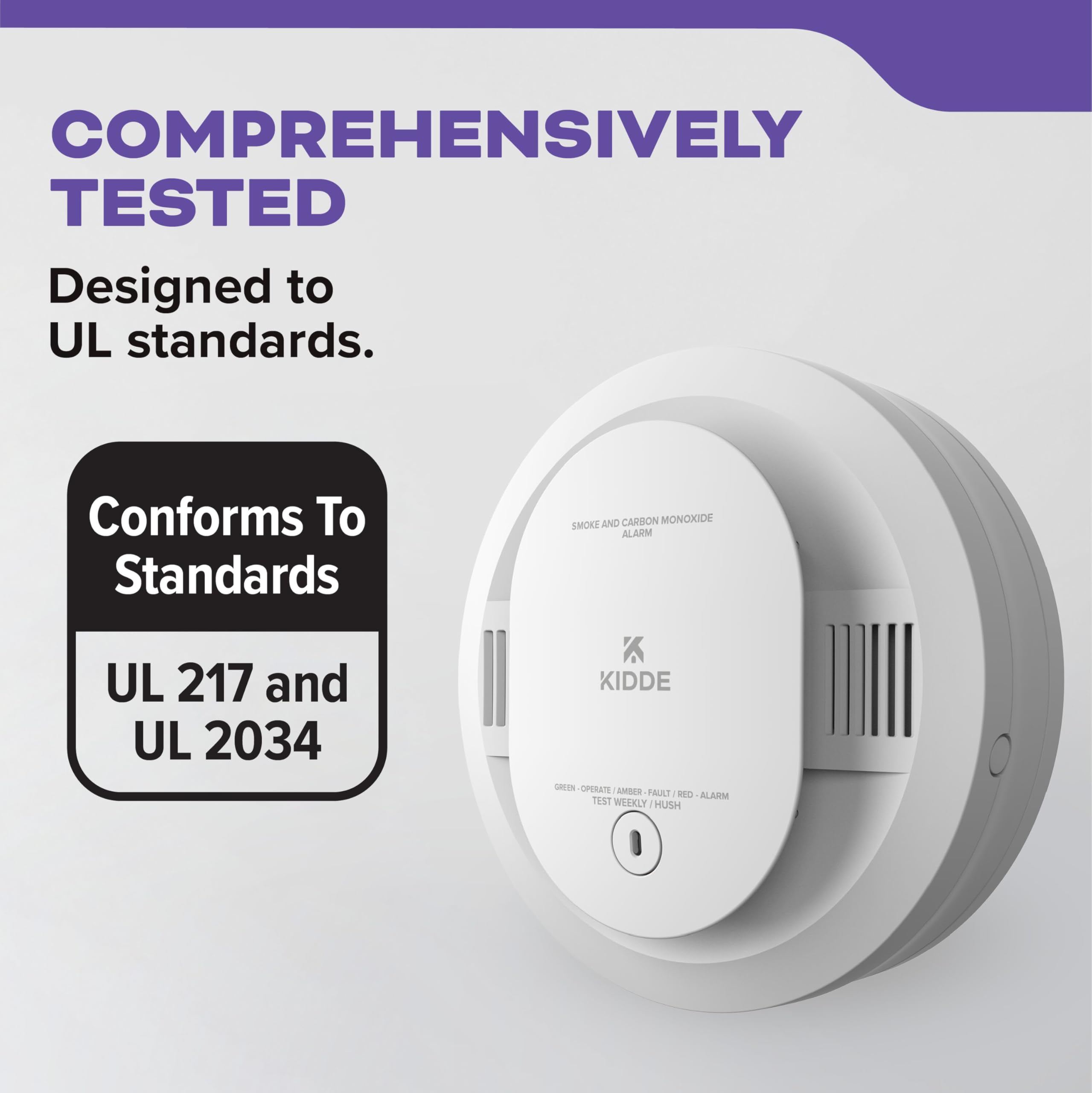 Kidde 30CUD10-V 85 dB alarm provides loud audible notification