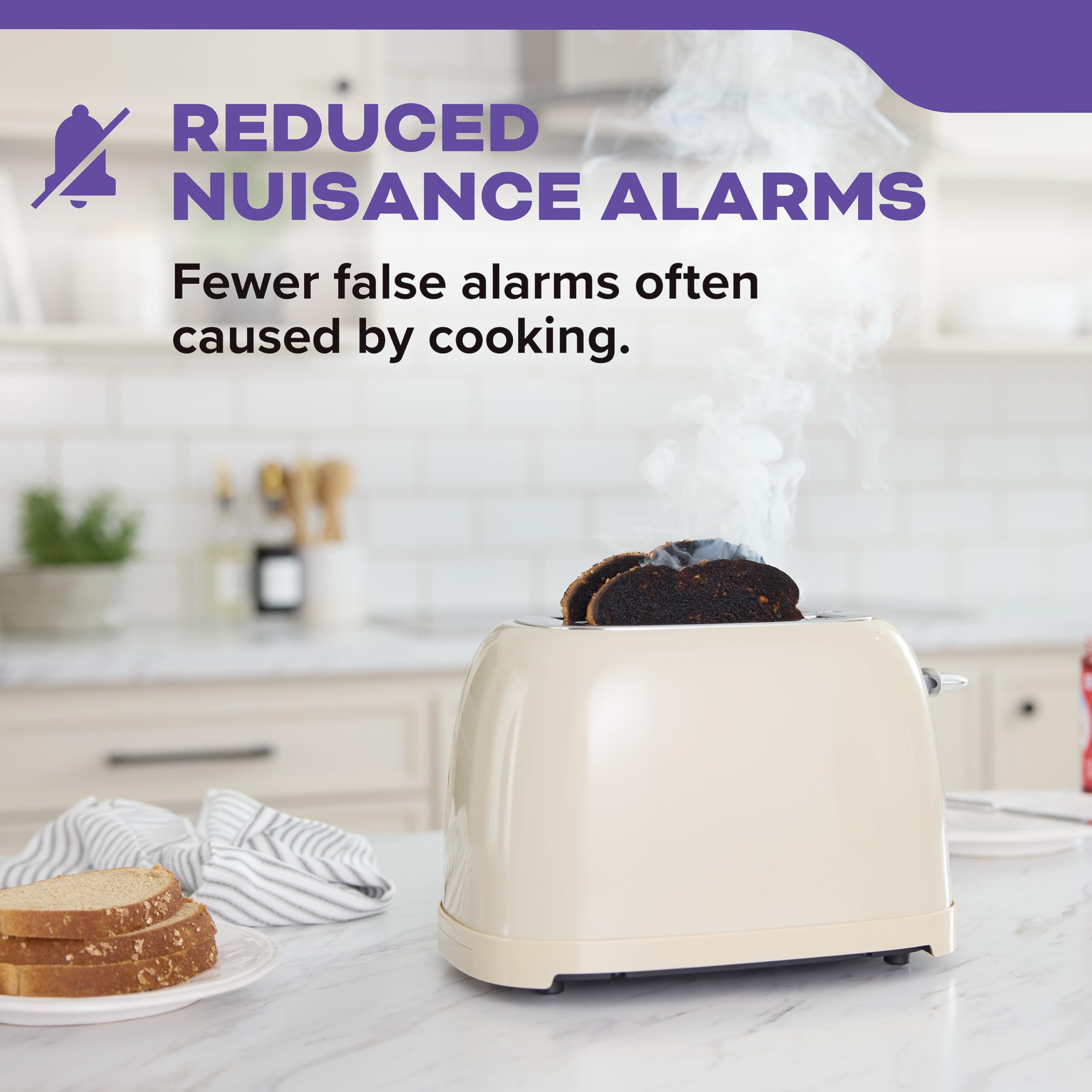 85 dB alarm sounds loudly when a hazard is detected