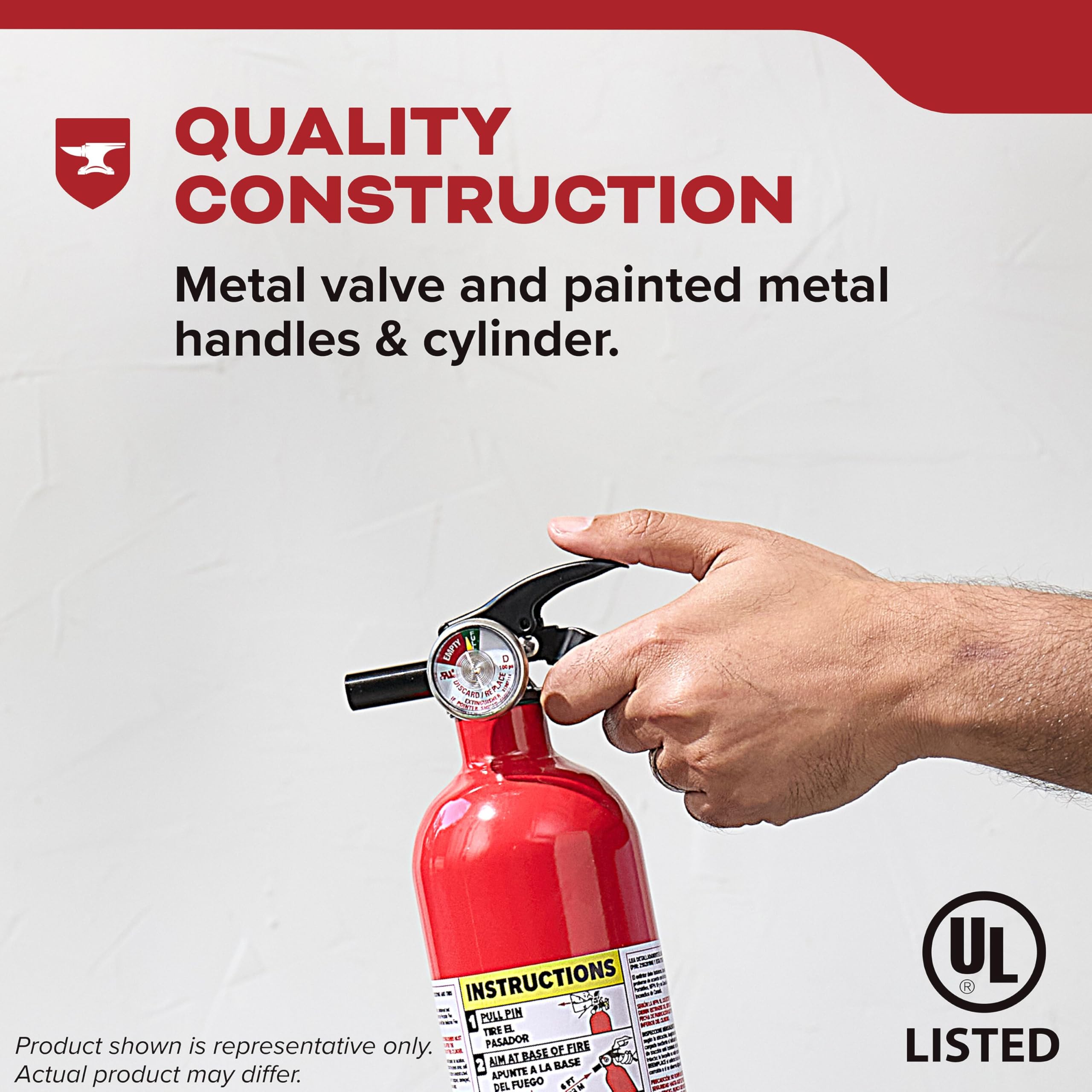 Discharge time of 8-12 seconds on the Kidde Basic extinguisher supports rapid action.