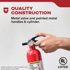 Discharge time of 8-12 seconds on the Kidde Basic extinguisher supports rapid action.