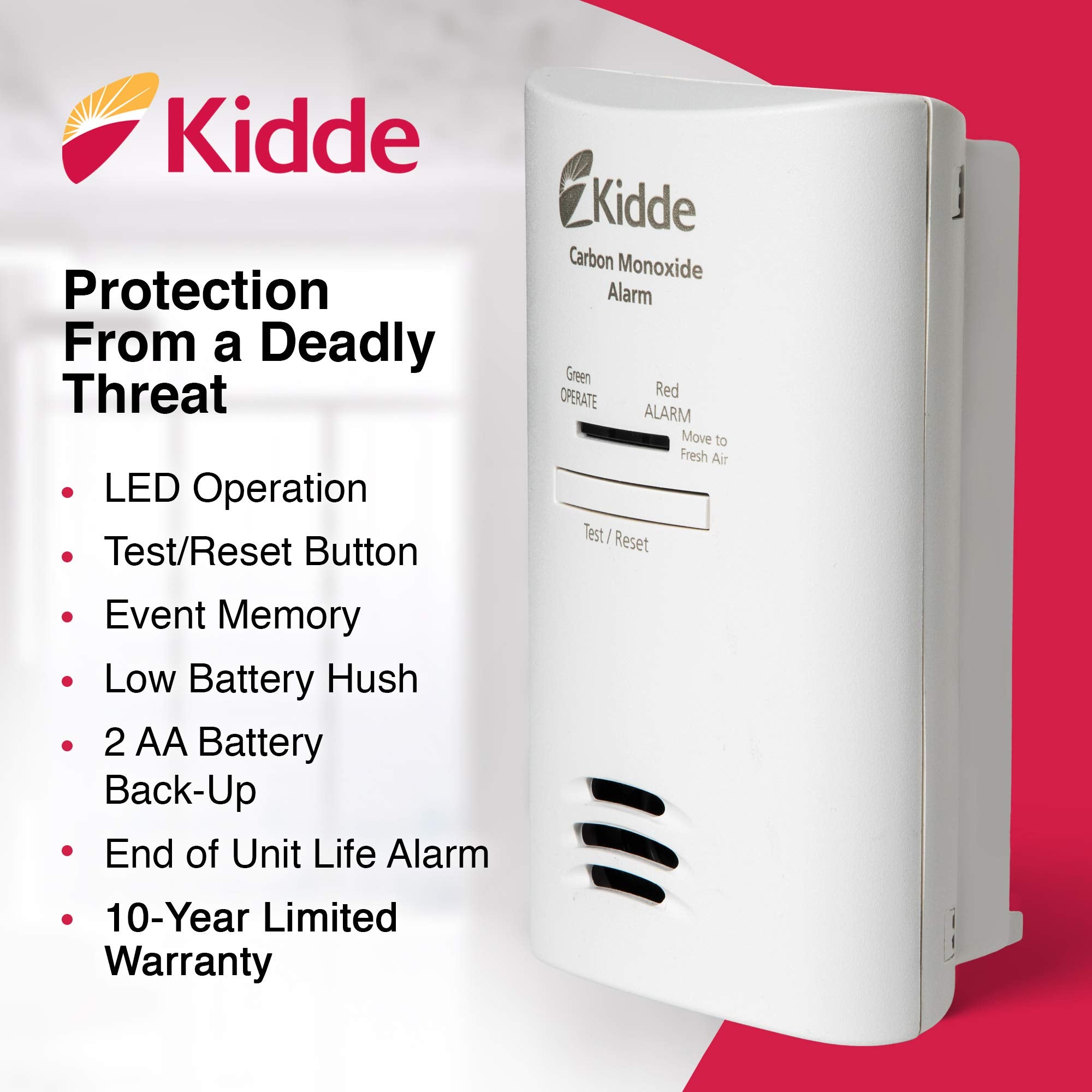 Kidde CO detector battery backup image illustrating outage protection