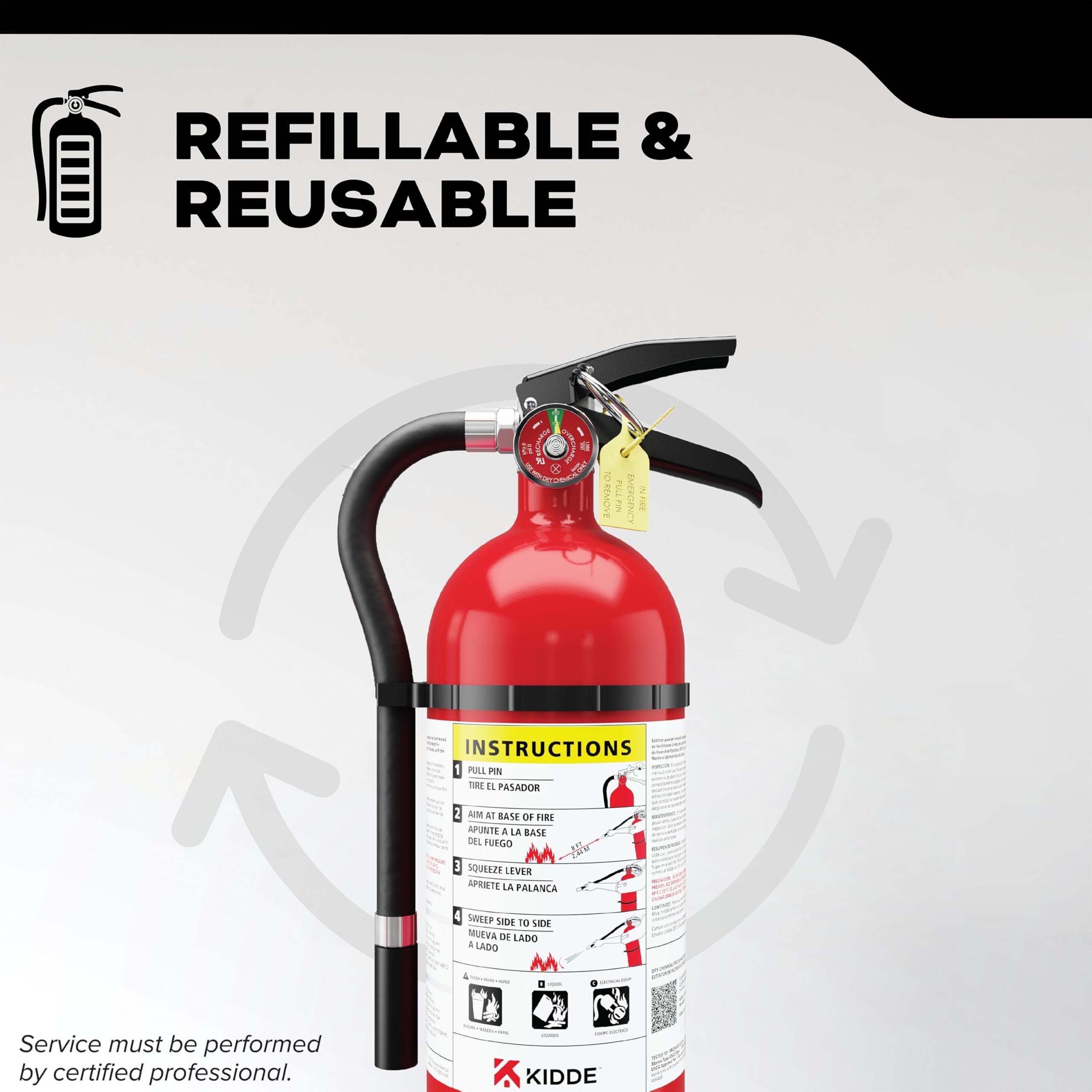 QR code on Kidde extinguisher links to warranty and info