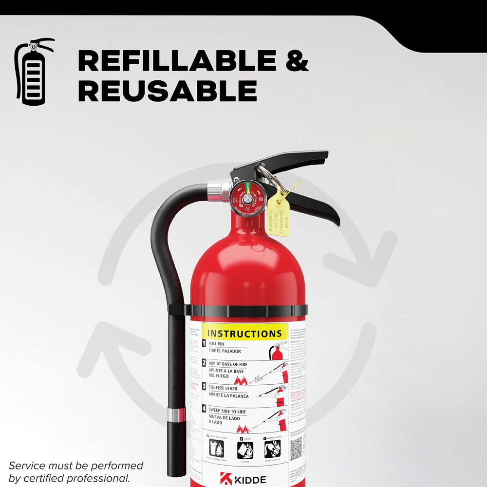 QR code on Kidde extinguisher links to warranty and info