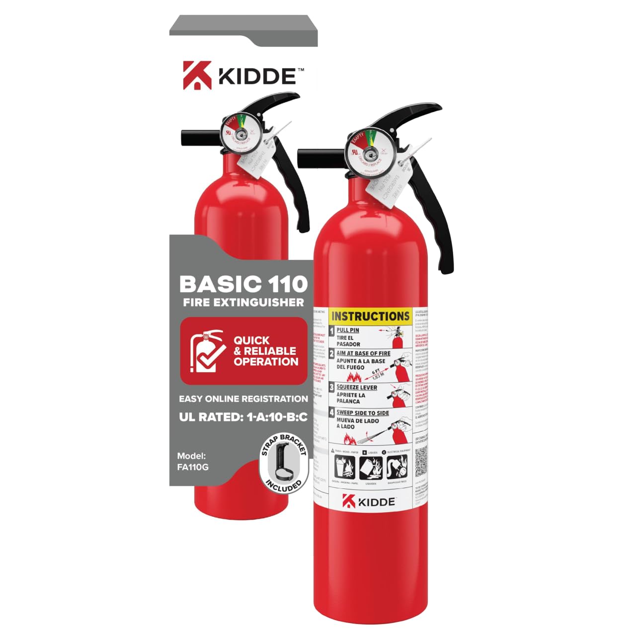 Kidde FA110G front view compact extinguisher for quick home access