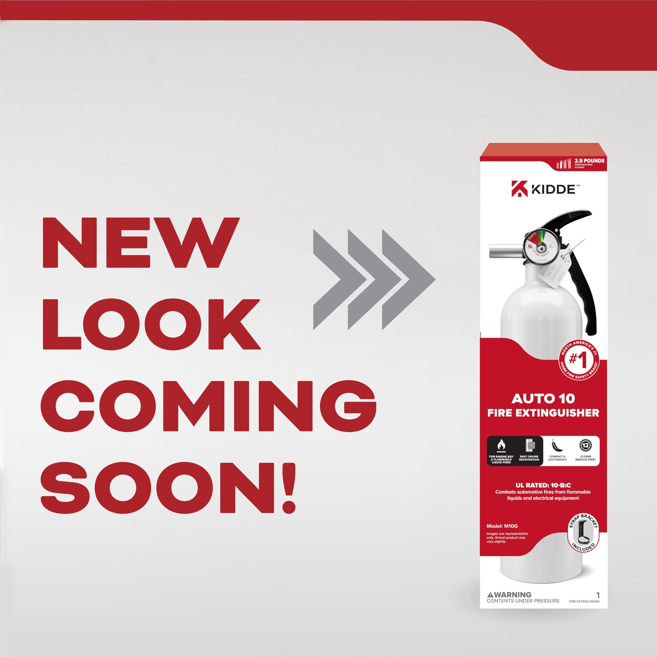 Kidde fire extinguisher pull-aim-sweep action illustrated for fast use.
