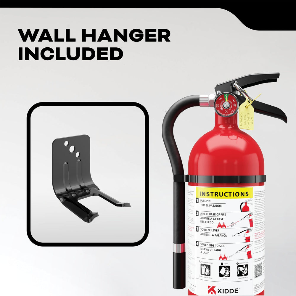 Easy-pull safety pin on Kidde extinguisher for rapid access