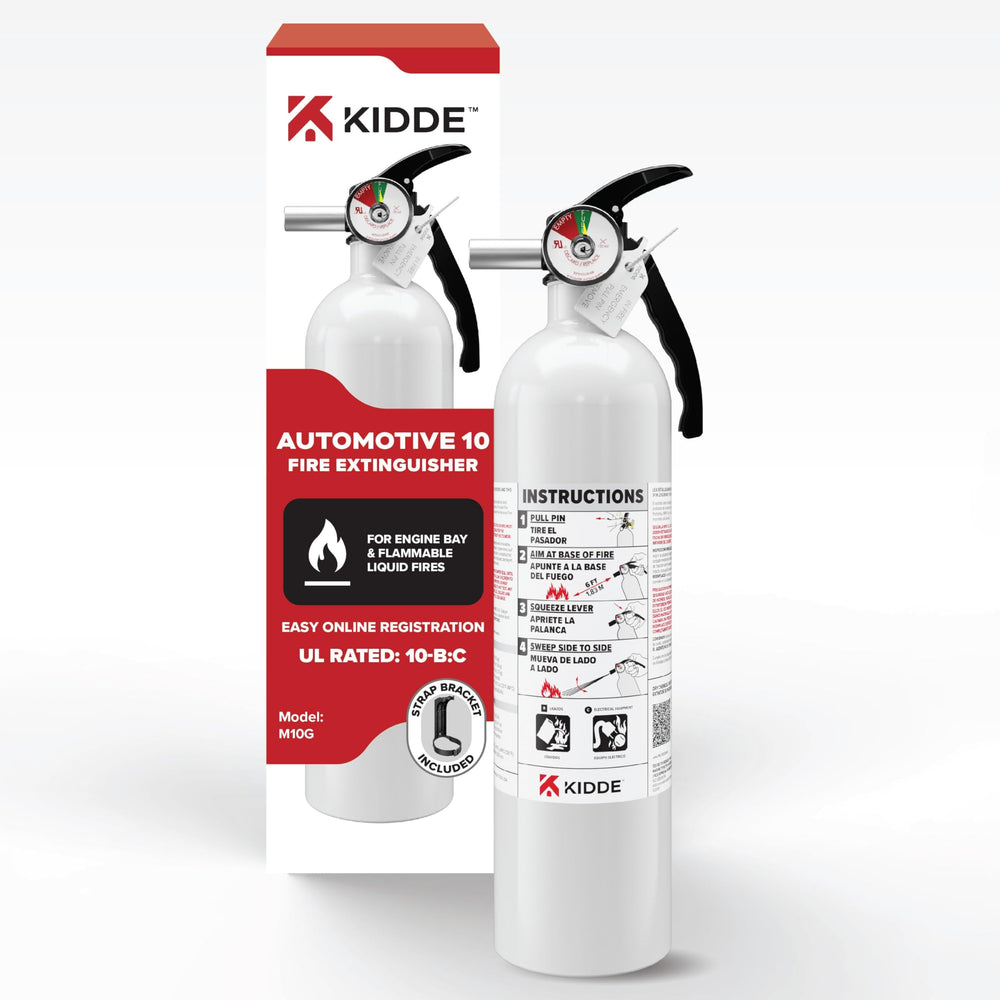 Kidde fire extinguisher vehicle-mount-bracket shown for quick roadside access during emergencies.