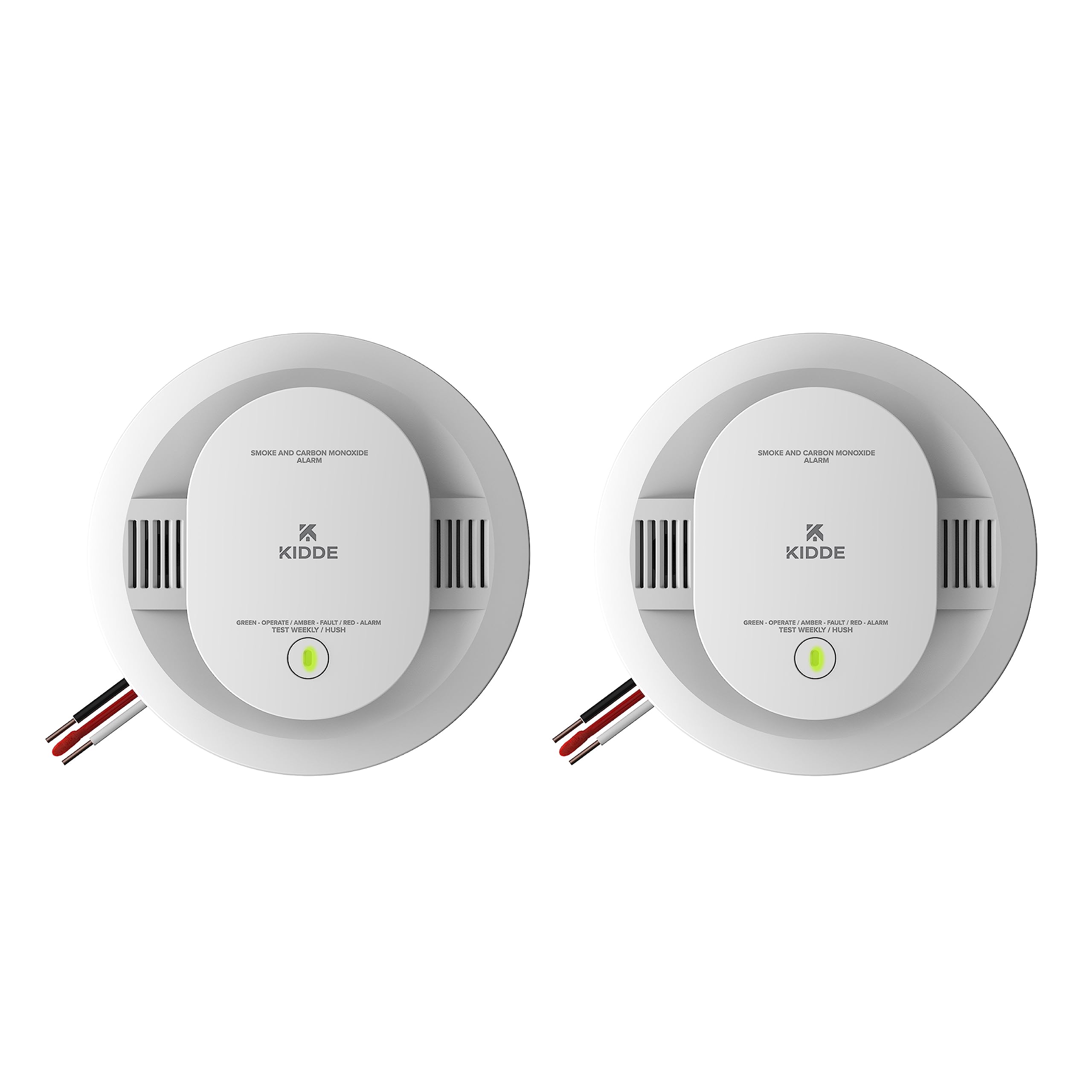 Kidde hardwired 2-pack front view showing dual detection for smoke and CO