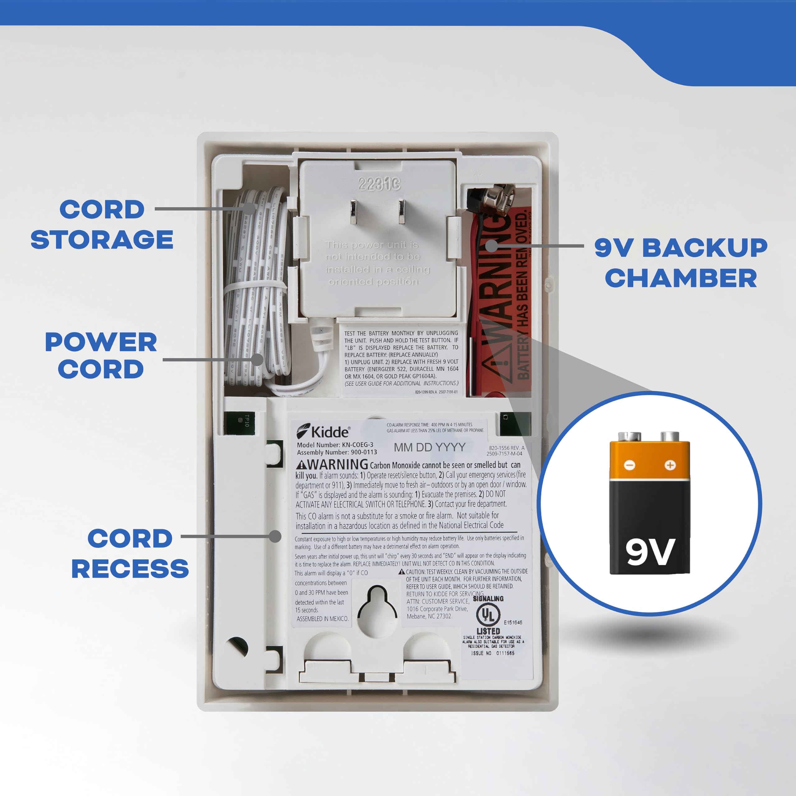 Kidde Nighthawk compact low-profile design fits unobtrusively in most spaces.