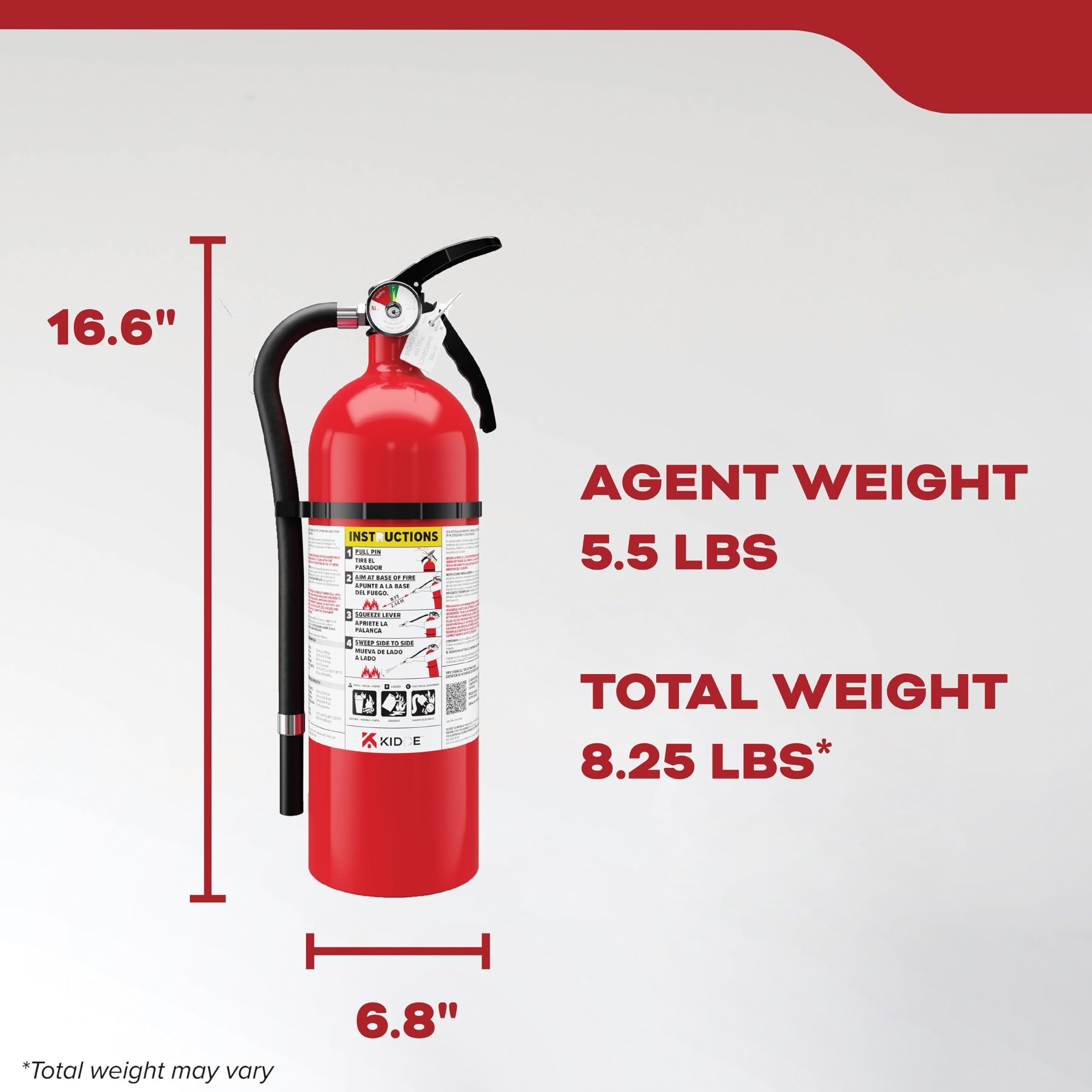 Residential, single-use extinguisher designed for homes, offices, and dorms