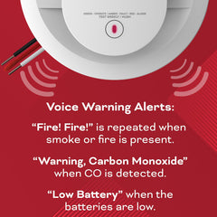 Kidde voice alerts indicating Fire hazard and smoke warning