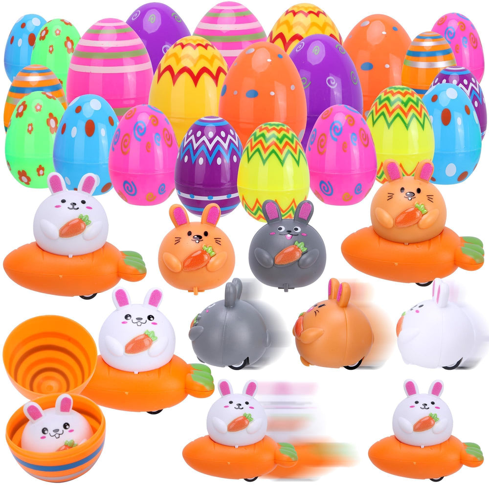 Kiddelo 12-pack Easter eggs with pull-back toys brighten Easter egg hunts