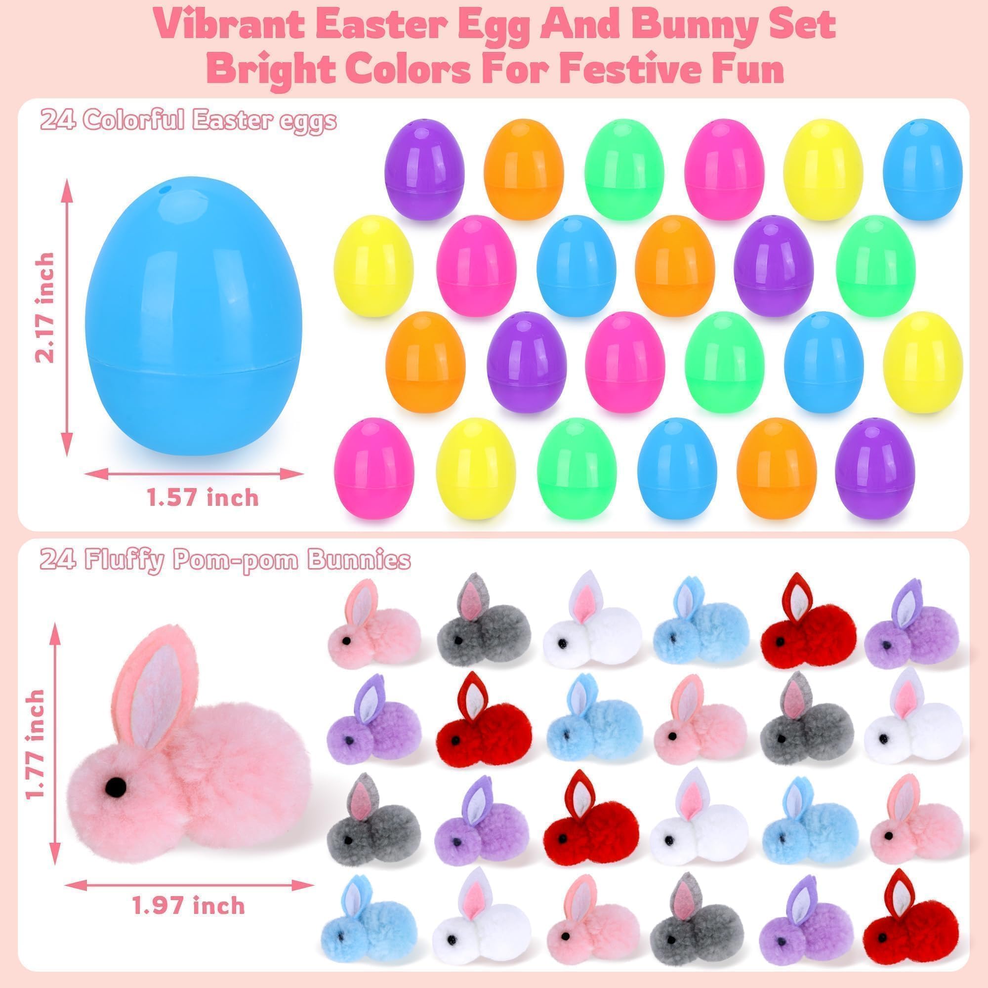 Kiddelo bunny toys inside eggs ideal for hanging as ornaments.