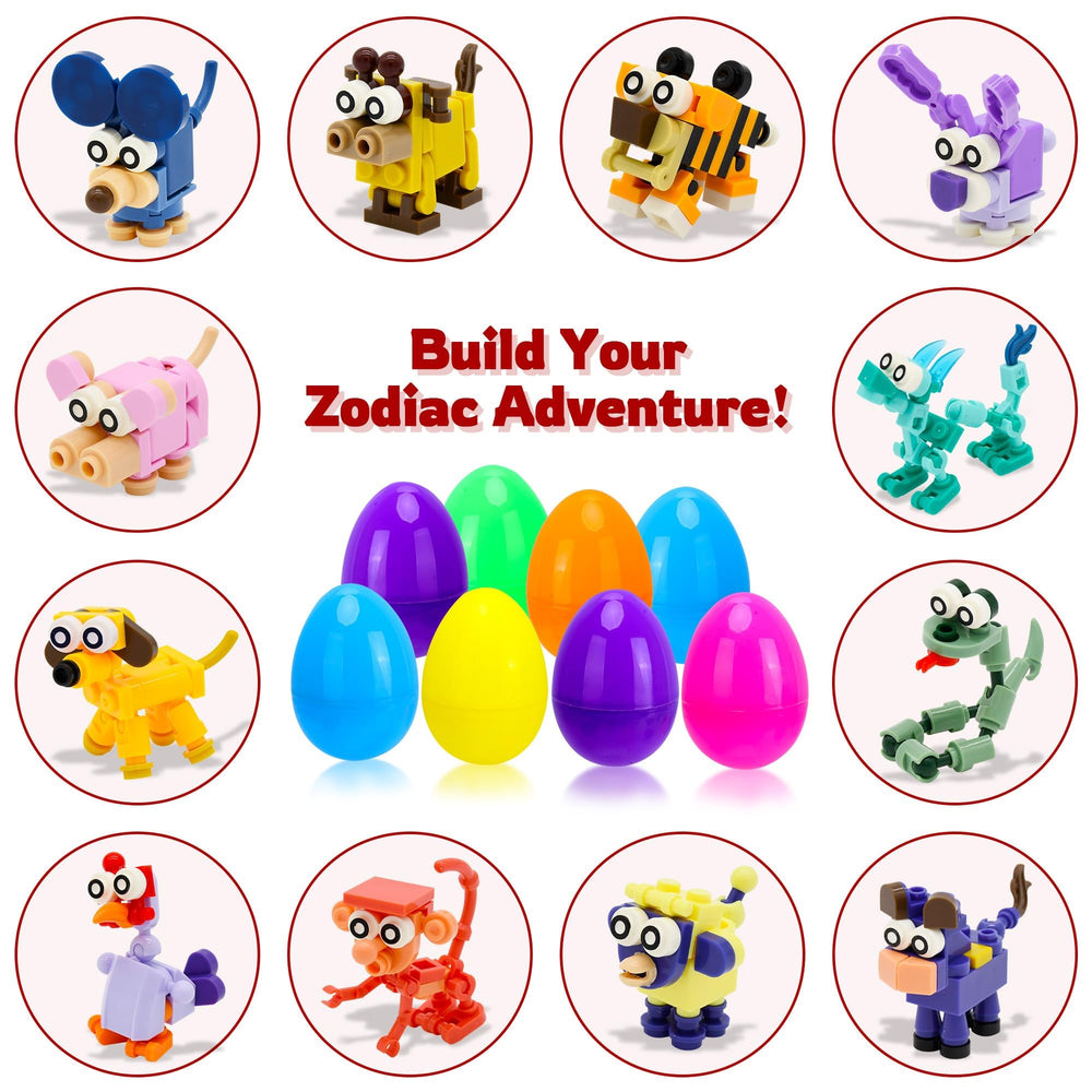 Kiddelo Zodiac Animal Building Block Egg highlights vibrant colors and intricate designs