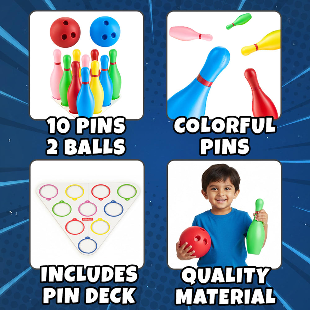 KiddieLoot bowling set offers indoor-outdoor setup for active family fun.