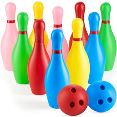 KiddieLoot Kids Bowling Set: 10 colorful pins for engaging play indoors or outdoors.