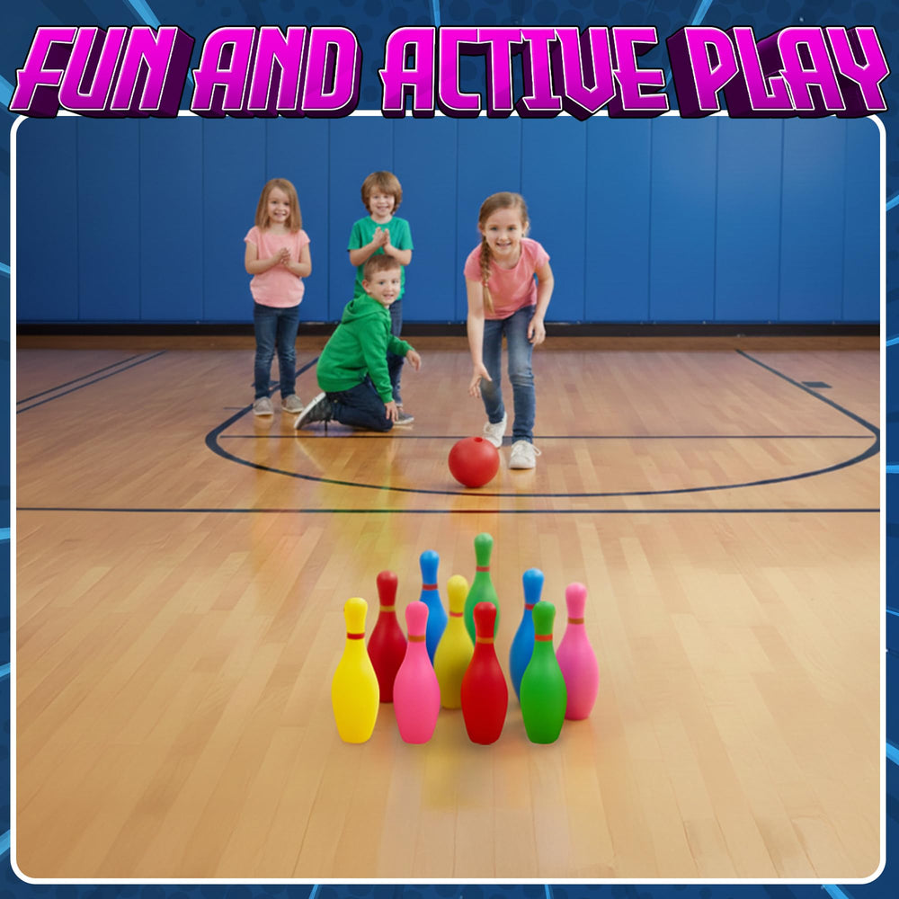 KiddieLoot Kids Bowling Set: 2 lightweight balls for safe, easy rolling by toddlers.