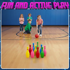 KiddieLoot Kids Bowling Set: 2 lightweight balls for safe, easy rolling by toddlers.