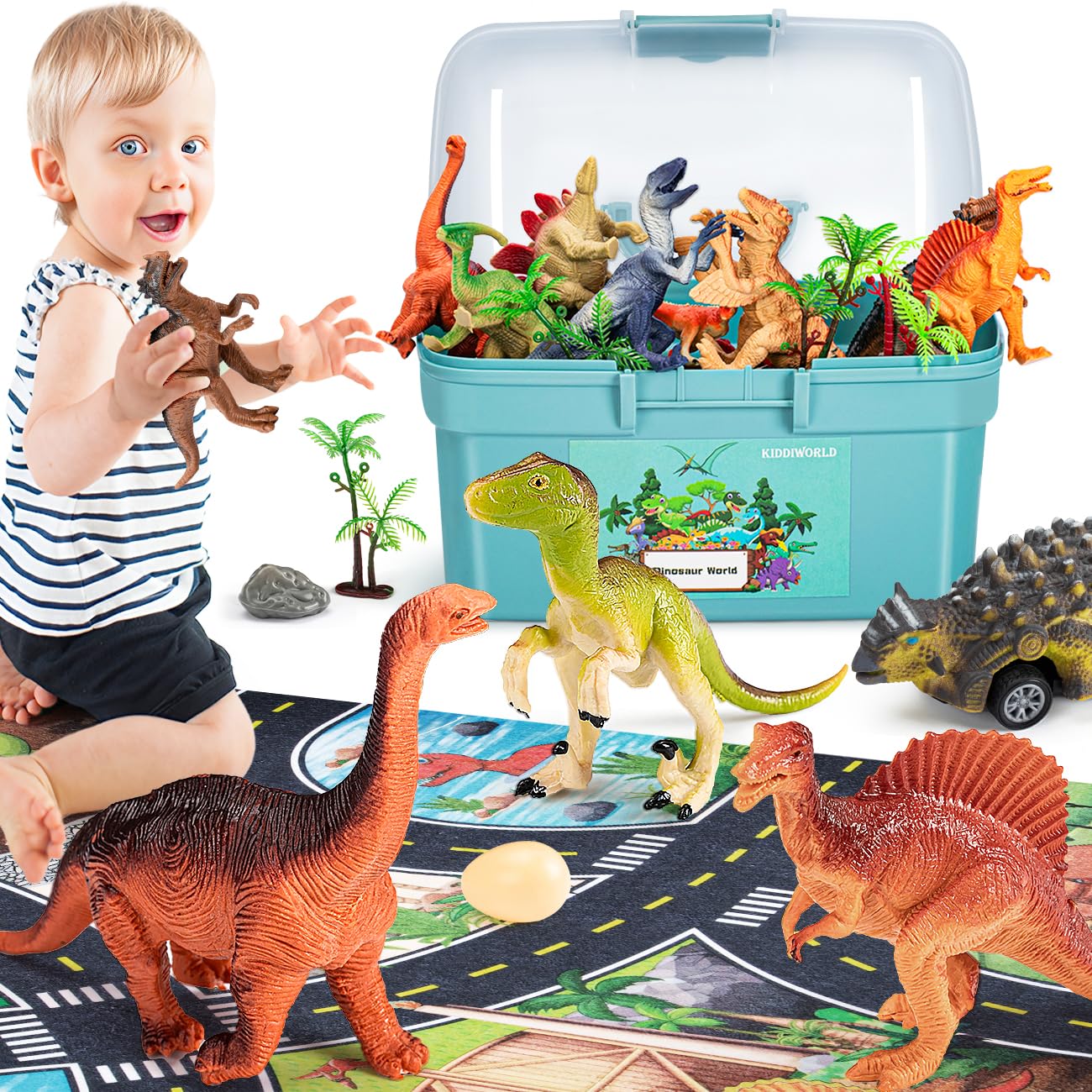 Kiddiworld eight realistic dinosaur figures for imaginative play