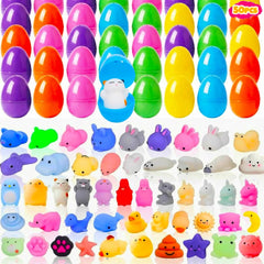 Kiddokids Easter eggs with prefilled mochi squishies for a colorful egg hunt.