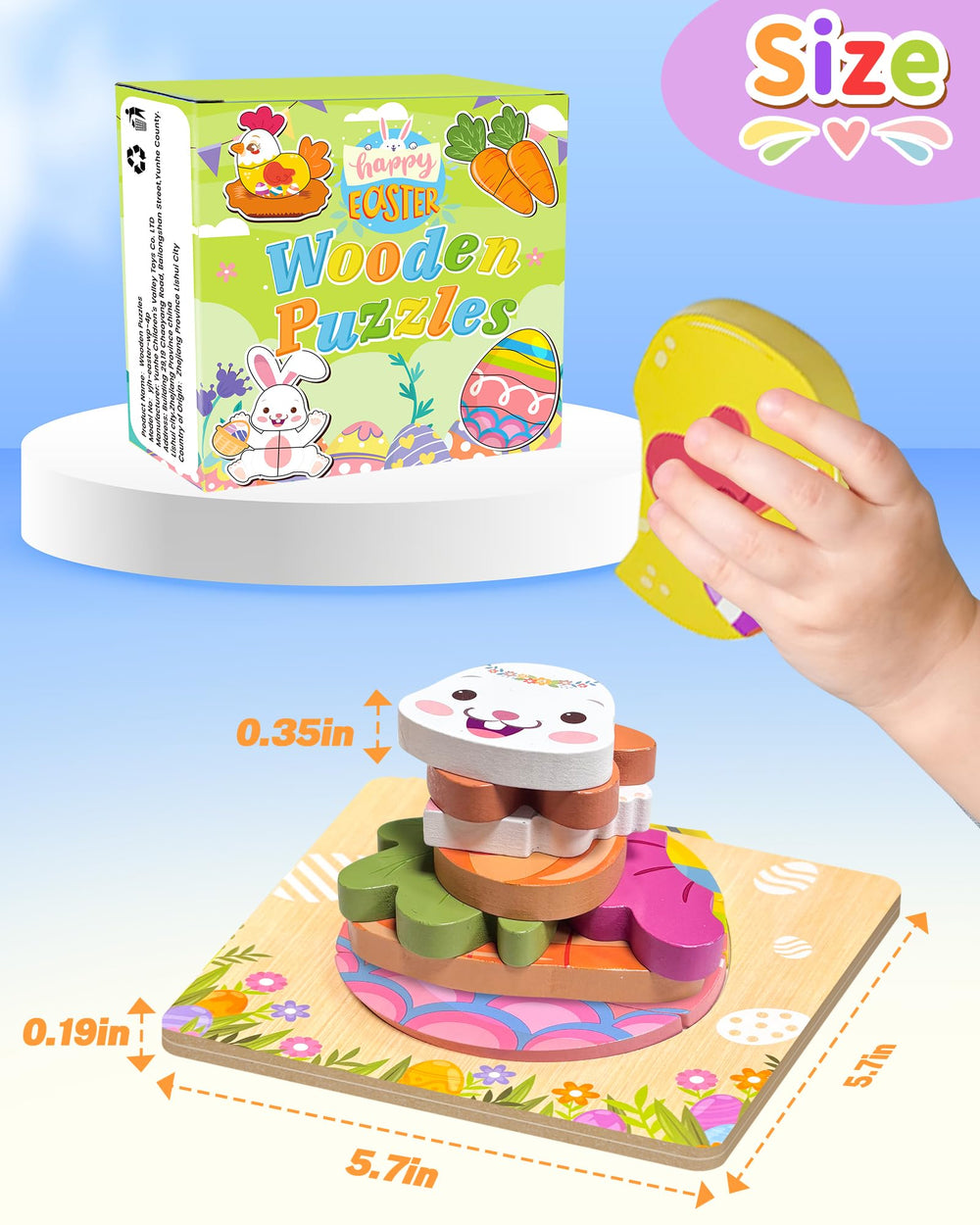 Kidific Easter puzzles puzzle-pieces closeup shows smooth edges for safe play