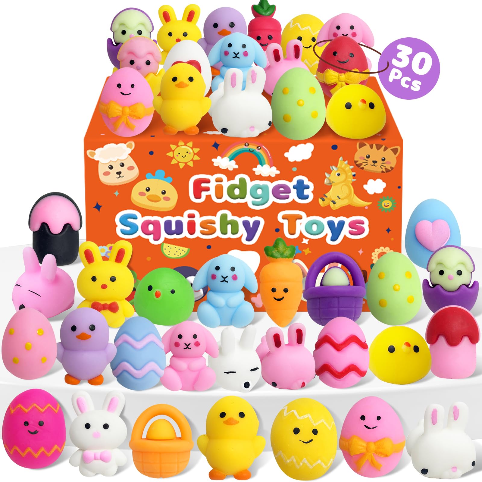 Kidific Easter squishy eggs pack, colorful Easter basket fillers for kids.