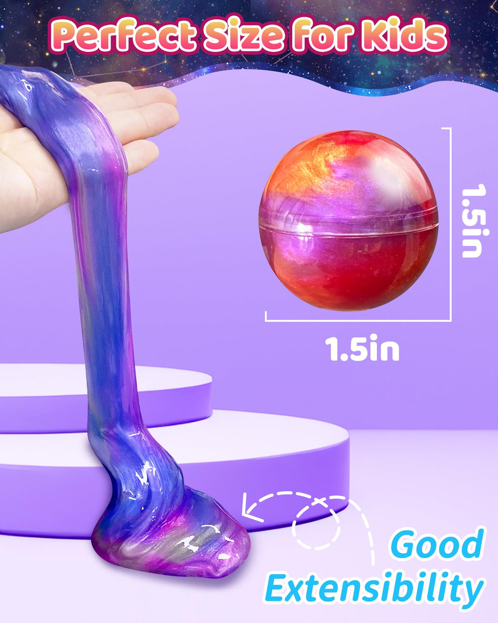 Kidific Galaxy Slime Non-Toxic Materials: safe for curious hands.