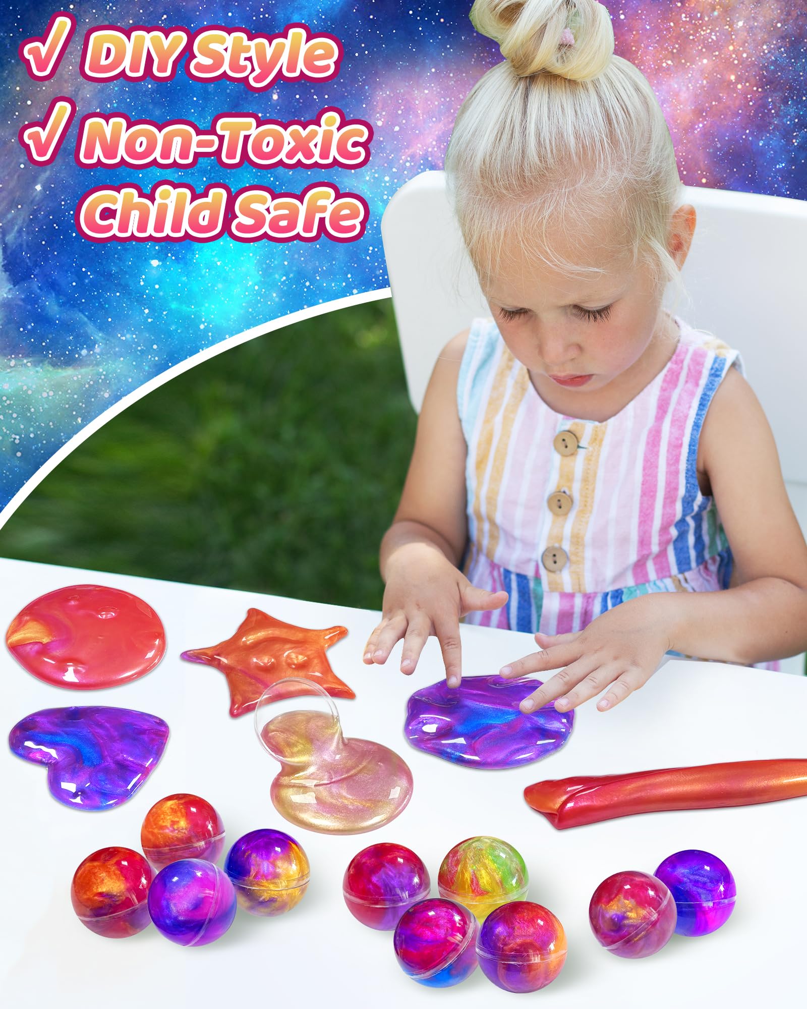 Kidific Galaxy Slime Packaging Container: airtight storage keeps texture fresh.