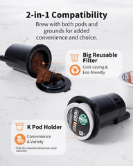 KIDISLE coffee maker showing 6oz serving option for quick single servings.