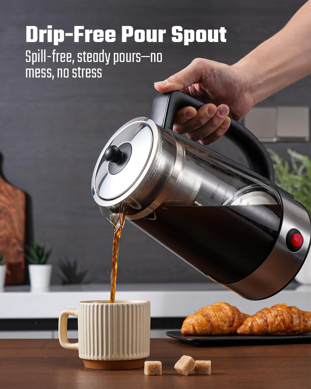 KIDISLE percolator auto keep-warm maintains serving temperature between pours