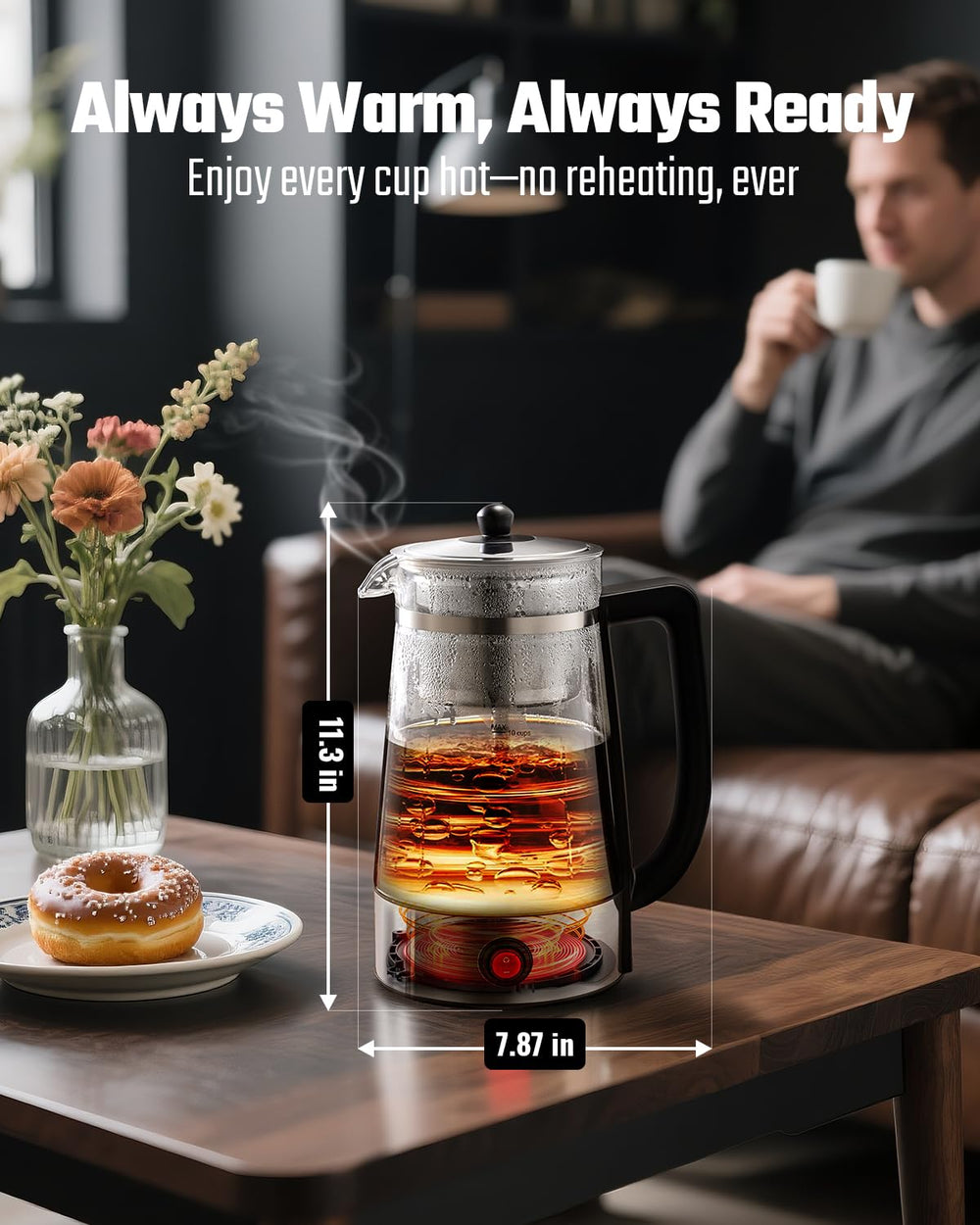 KIDISLE percolator cool-touch handle enables safe, controlled pouring