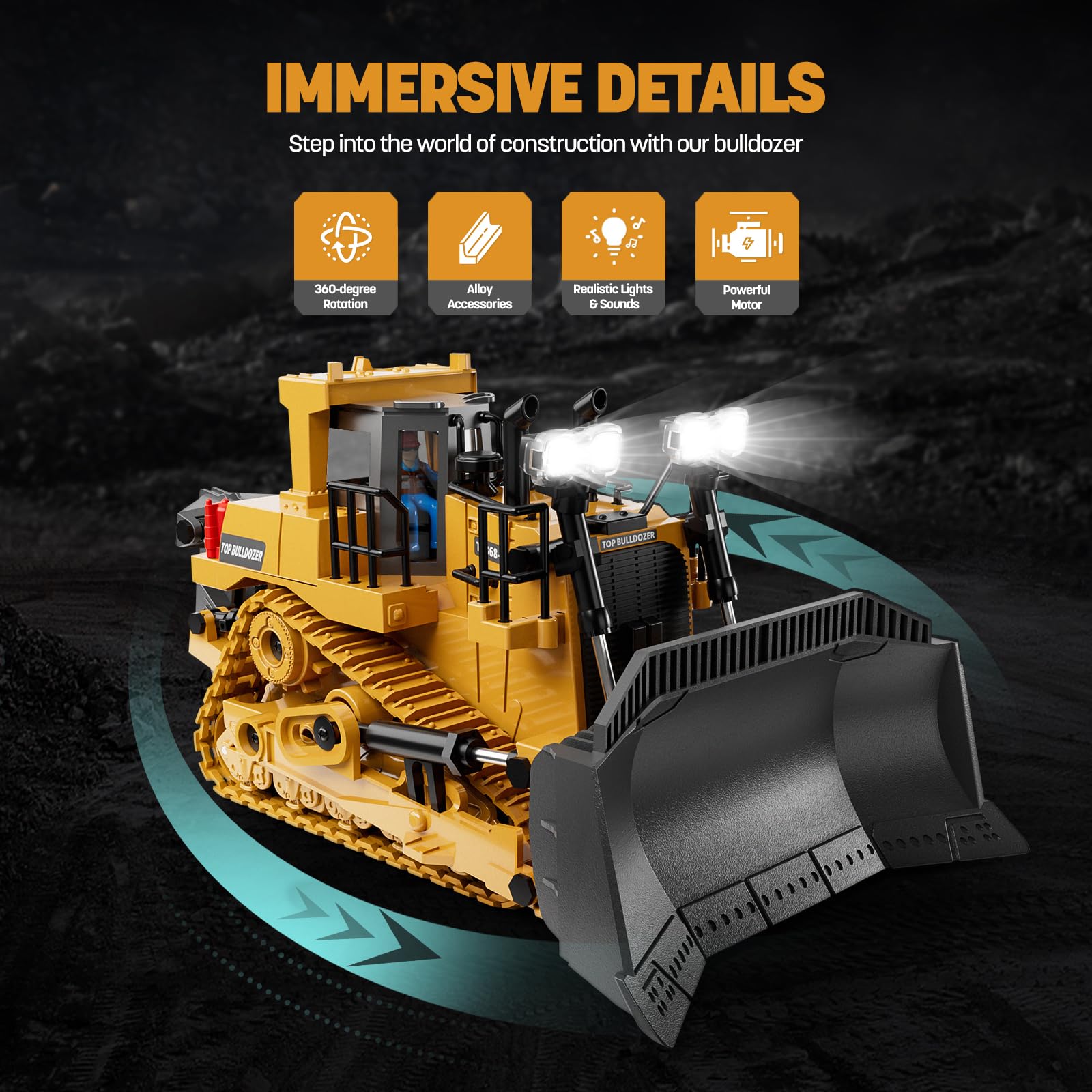 KIDMARKT RC Bulldozer remote 2.4GHz control overview