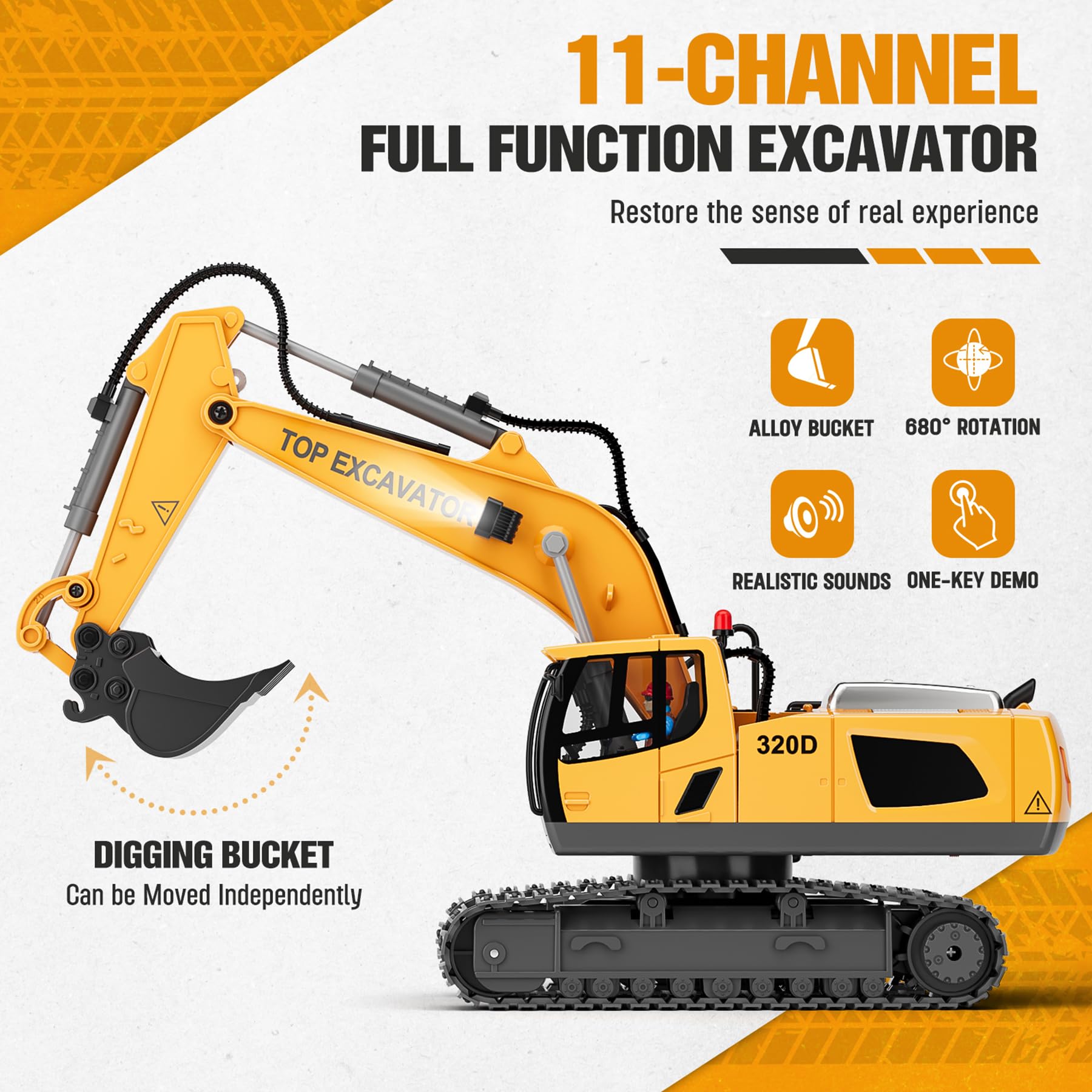 KIDMARKT remote-control excavator batteries provide long play sessions and quick recharging
