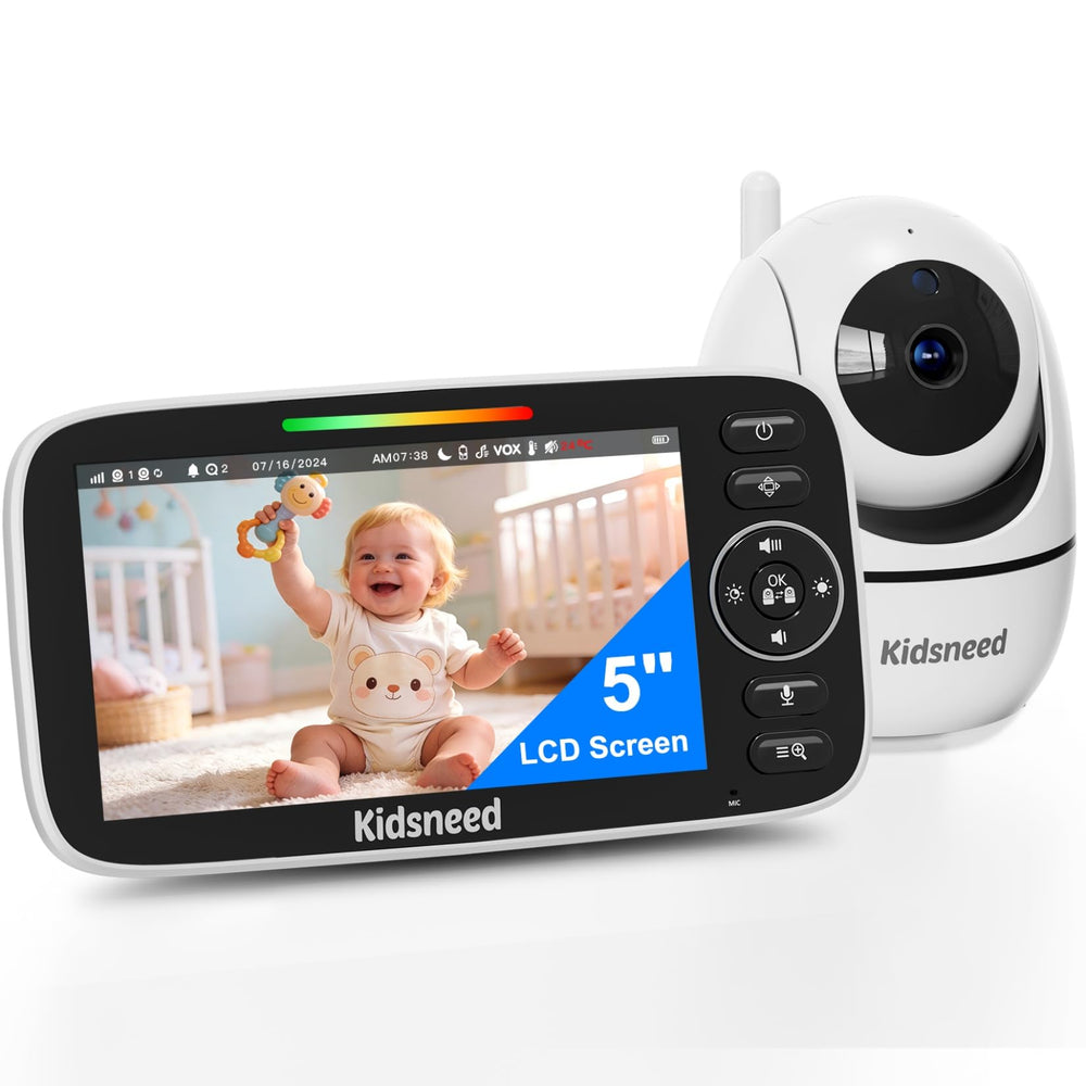 Kidsneed Baby Monitor with 5 inch display offers clear nursery viewing.