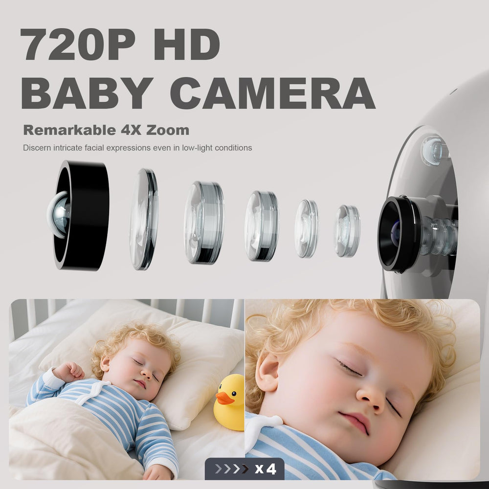 Kidsneed Baby Monitor camera tilt and zoom for full-room coverage.