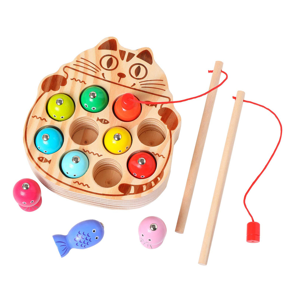 Kidus Montessori magnetic wooden fishing game set engages kids with fine motor play