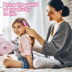 Kidzkube gem stamper on hair enables quick sparkle.