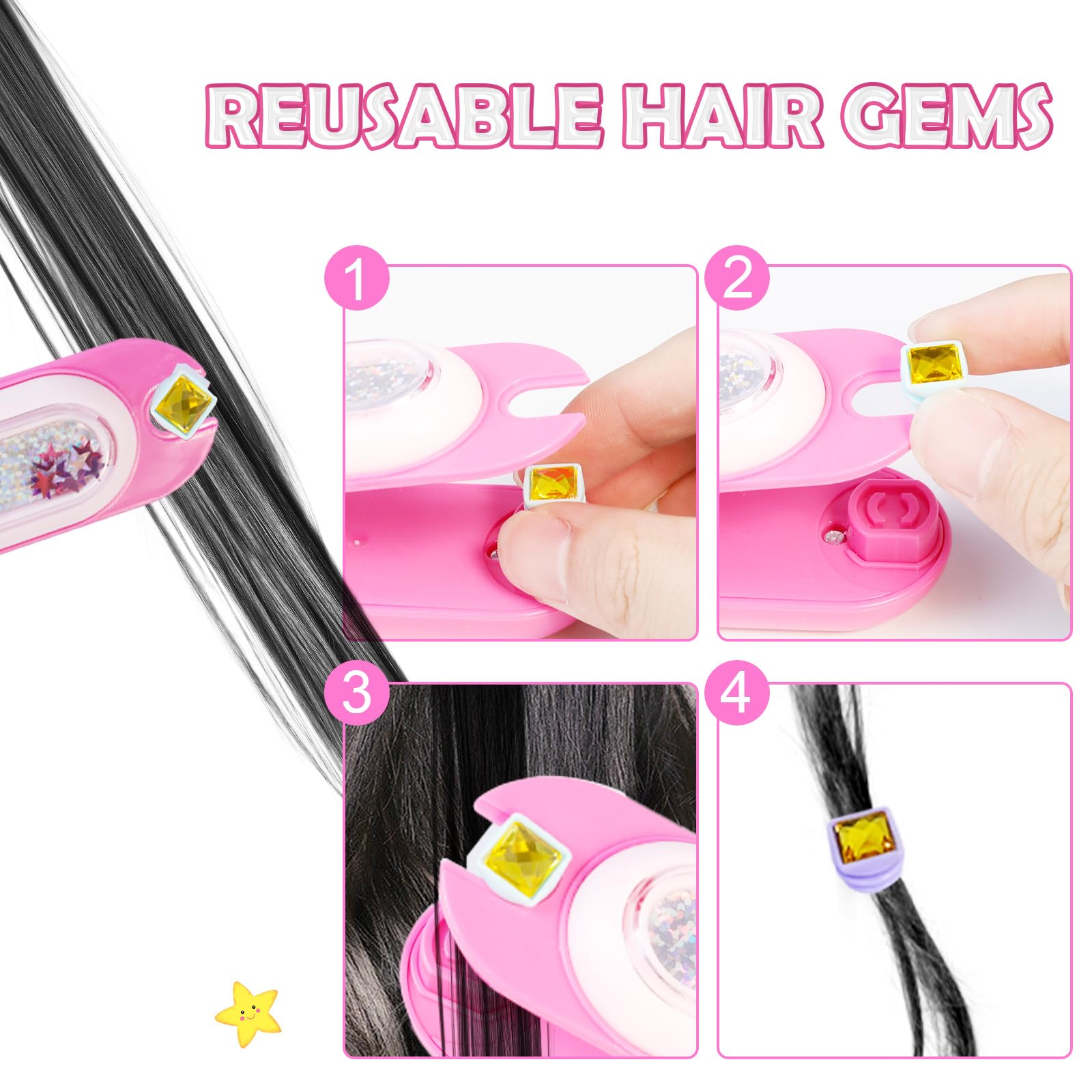 Kidzkube Hair Gem Stamper Tool close-up demonstrates simple gem application.