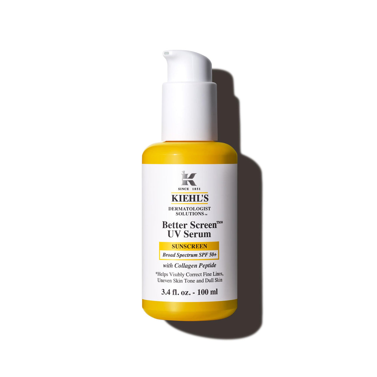 Kiehl's Better Screen UV Serum bottle with invisible finish for all skin tones.