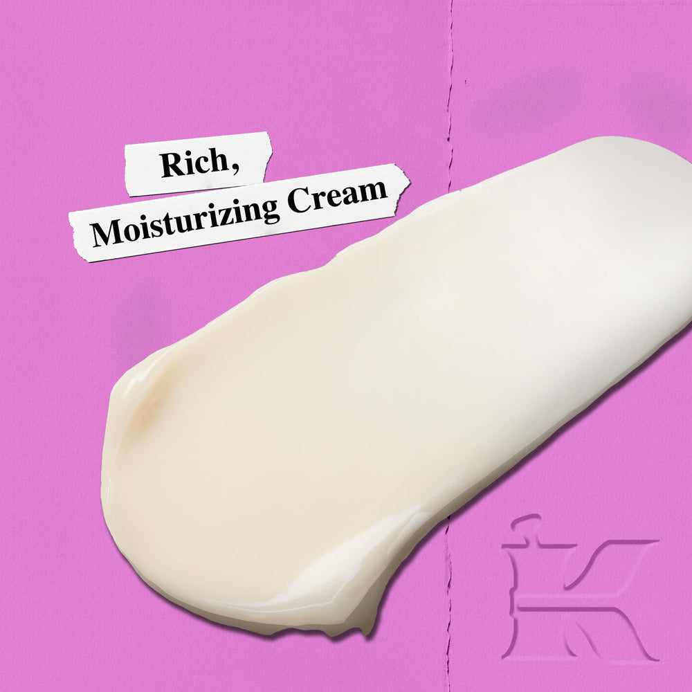 Kiehl's cream texture swirl showing smooth application and quick absorption.