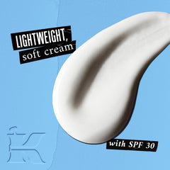 Kiehl's Ultra Facial Moisturizer SPF 30 texture closeup showing silky absorption.