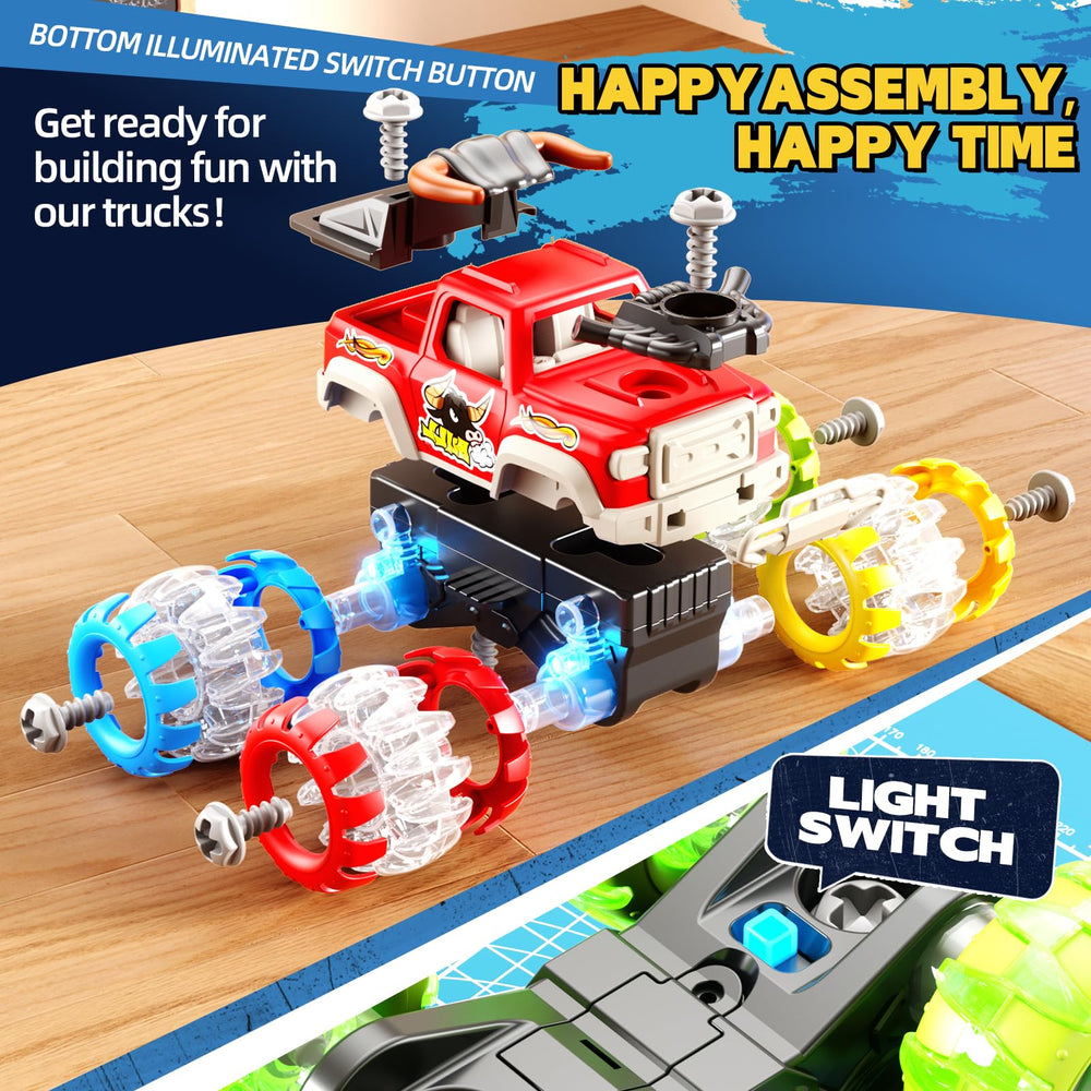 Kigwux shark and bull trucks for collaborative assembly play