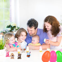 Kijamilee plush animal inside egg offers soft, safe surprise.