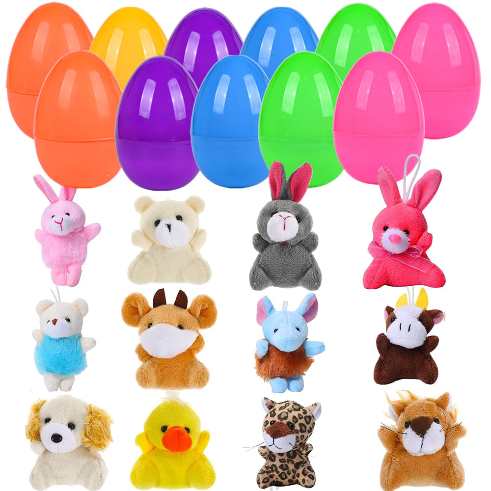 Kijamilee Easter eggs with plush toys for family-friendly egg hunts.