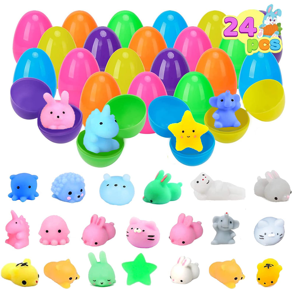 Kijamilee Easter eggs with squishy animals in bright colors for kids egg hunt