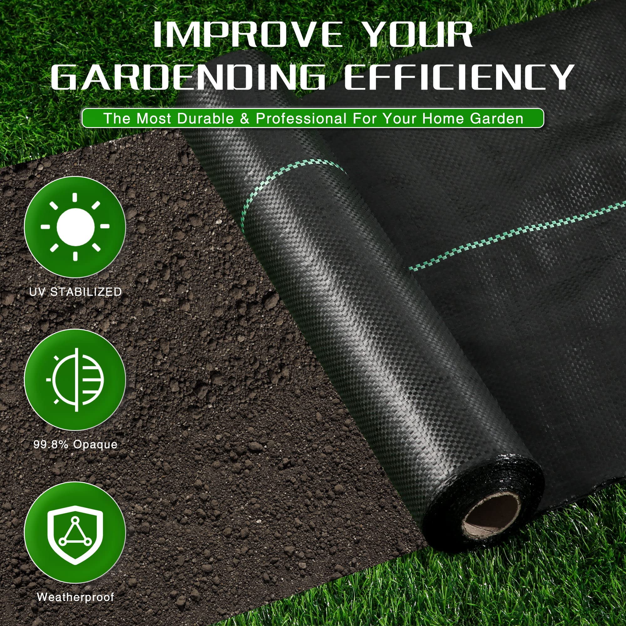 Kijamilee landscape fabric UV-stabilized for long-lasting weed control