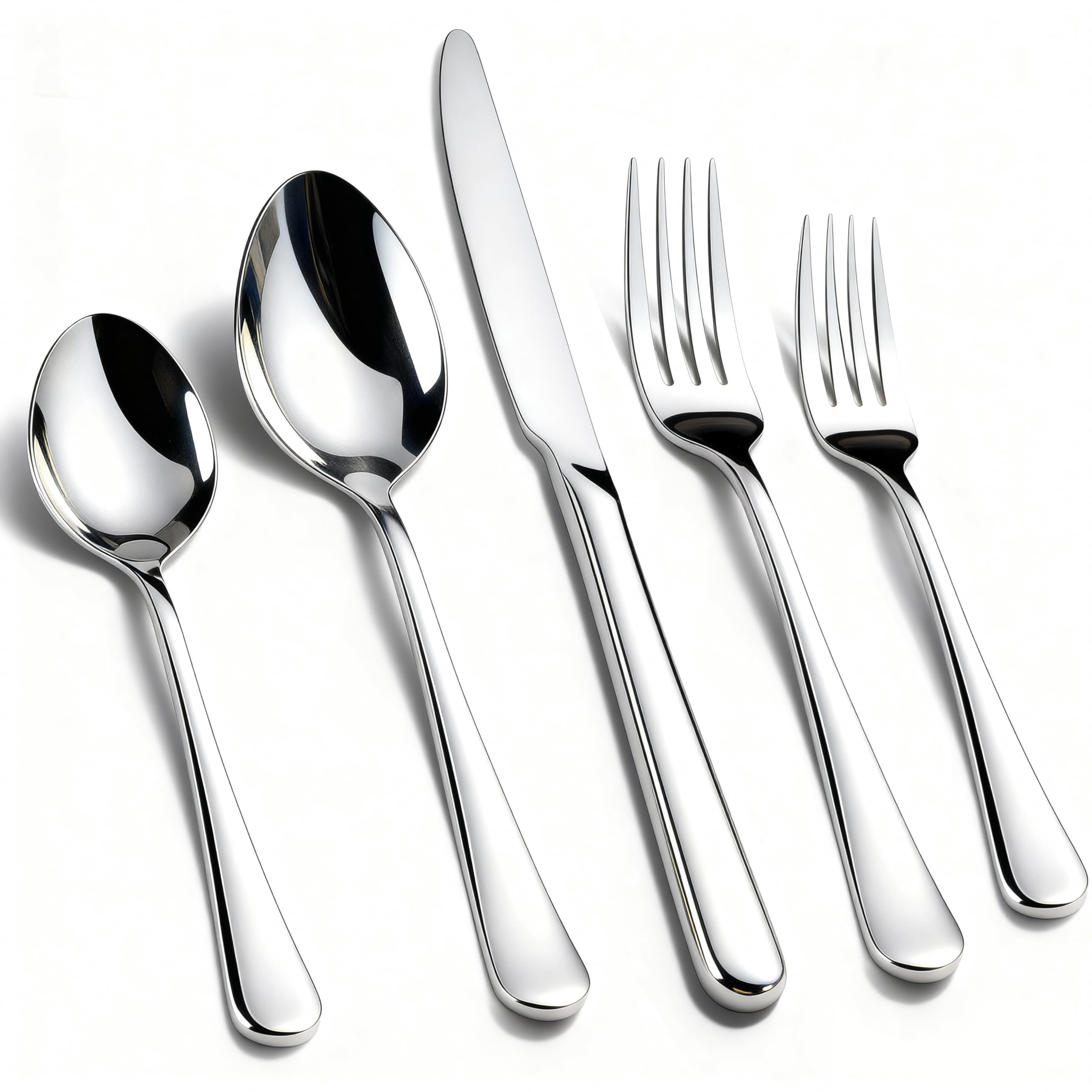 Kikcoin 40-pack silverware set for eight with knives, forks and spoons.