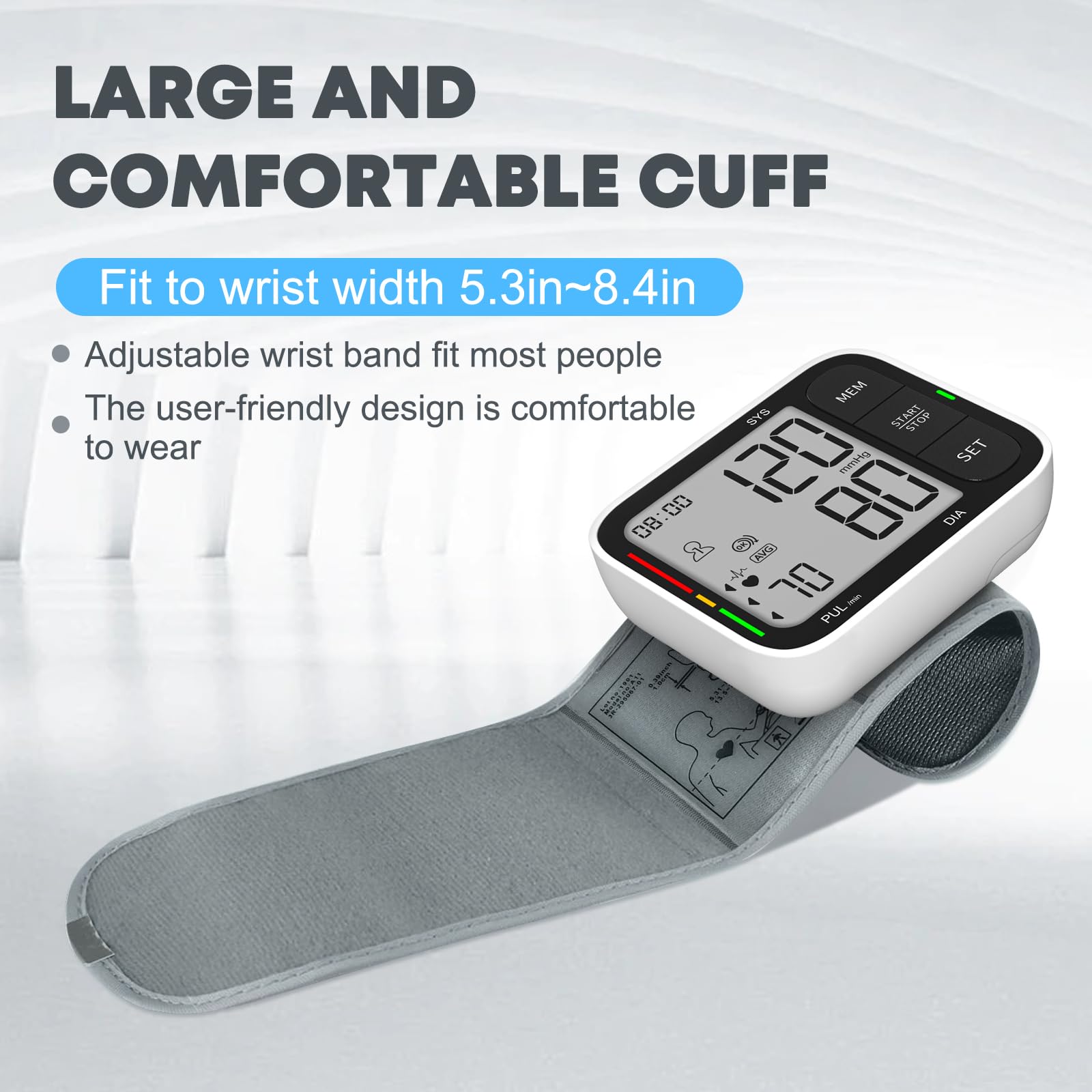 KIKEANG blood pressure cuff wrist two-user memory for family monitoring