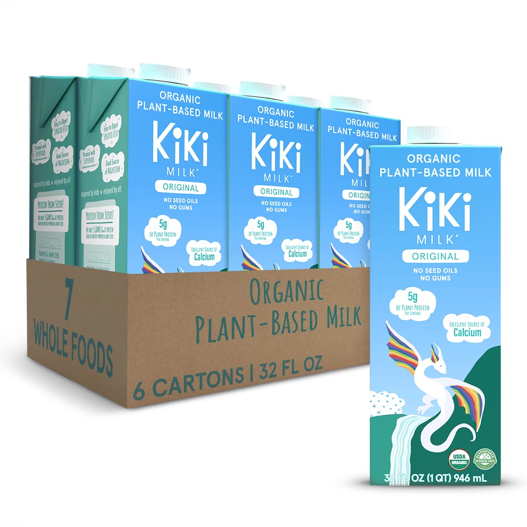 Kiki Milk organic original bottle shows creamy plant-based beverage for dairy-free homes